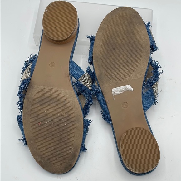 Comfort denim slip on Criss-Cross Slide Sandals, size 10 - Picture 6 of 8